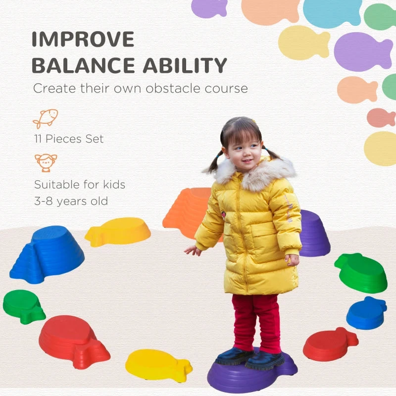 Outsunny Balance Stepping Stones 11 Piece - Multi Coloured 4 Outsunny Balance Stepping Stones 11 Piece - Multi Coloured - Image 4