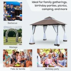 Outsunny Gazebo 3 X 3 Meter Brown -OUTSUNNY Store 0VP78717e906a8448 96fe9b55 5487 4da9 a713 56fc4f988ccf