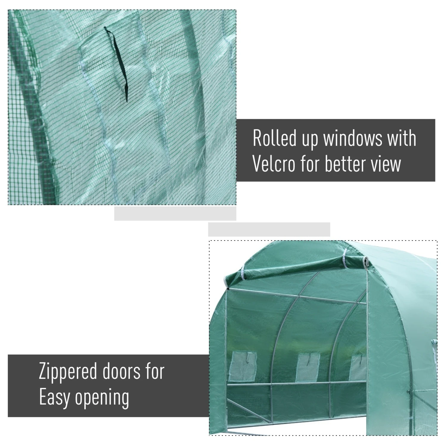 Outsunny Galvanised Steel Walk-in Greenhouse 6 X 3M Green 5 Outsunny Galvanised Steel Walk-in Greenhouse 6 X 3M Green - Image 5