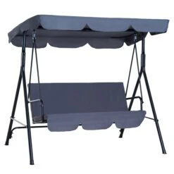 Outsunny Metal Swing Chair 3-Seater - Grey