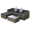 Outsunny Rattan Sofa Set With Chez Lounge And Coffee Table - Grey