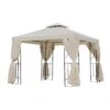 Outsunny Metal Gazebo With Curtains 3 X 3m - Beige
