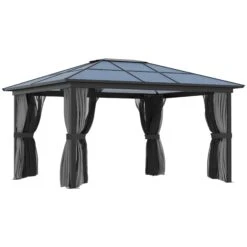 Outsunny Hardtop Gazebo 3.6 X 4m - Black & Dark Grey