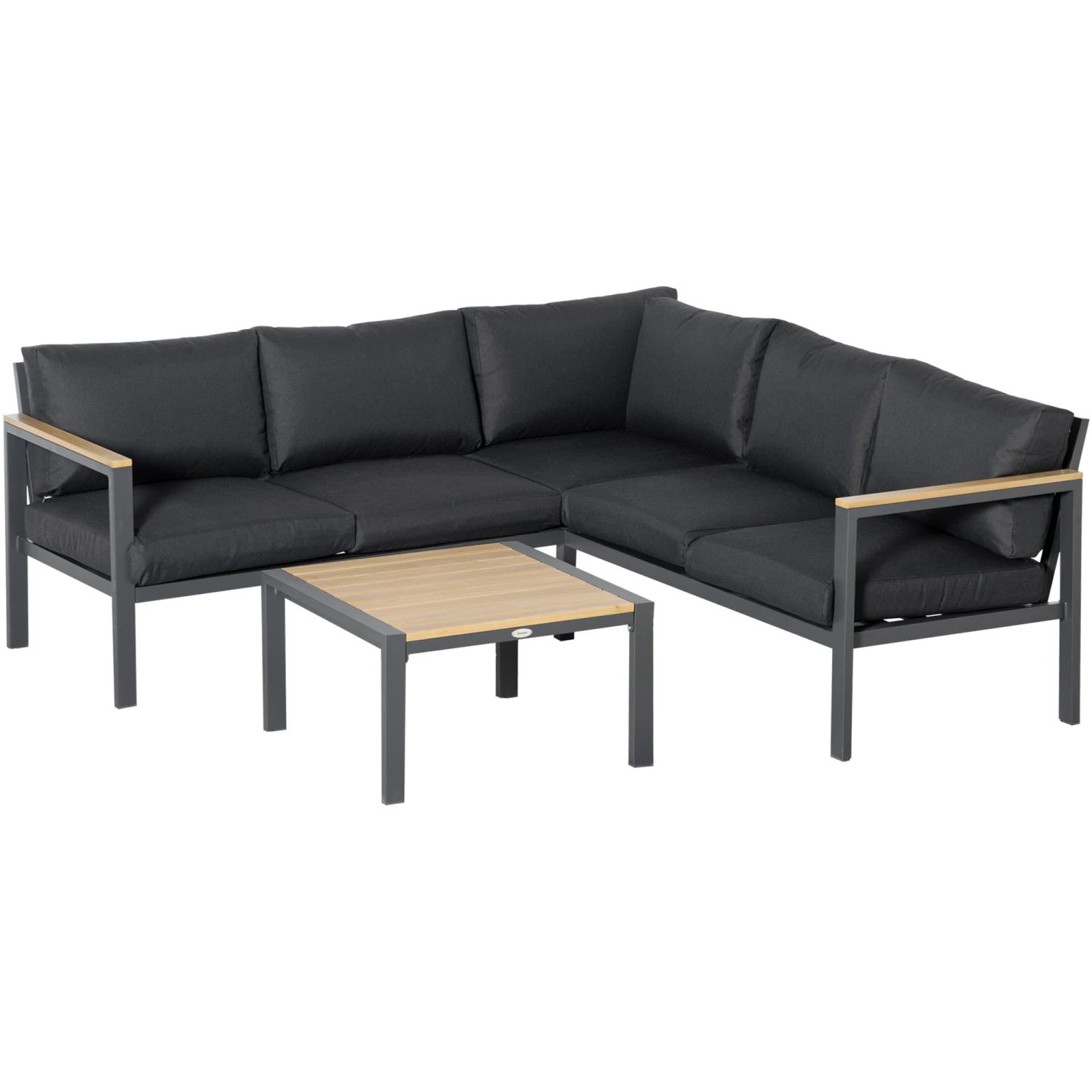 Outsunny Corner Sofa Set L Shape With Table - Dark Grey 1 Outsunny Corner Sofa Set L Shape With Table - Dark Grey