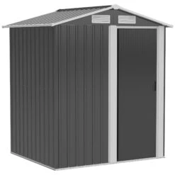 Outsunny Metal Storage Shed With Sliding Door 5ft X 4.3ft - Grey