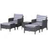 Outsunny Outdoor Rattan 2 Seater With Footstools - Dark Grey