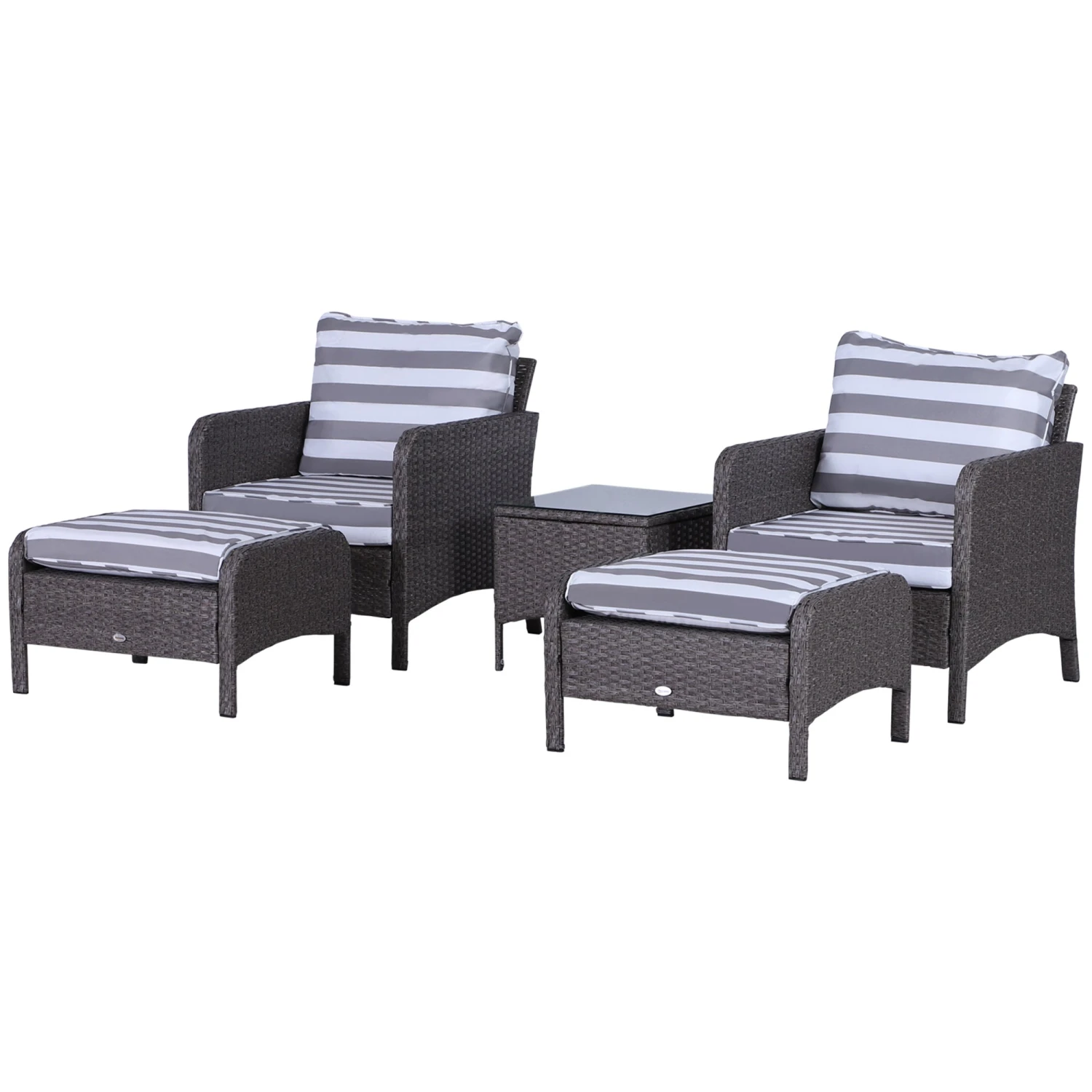 Outsunny Outdoor Rattan 2 Seater With Footstools - Dark Grey 1 Outsunny Outdoor Rattan 2 Seater With Footstools - Dark Grey