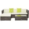 Outsunny Rattan Sofa Set With Chez Lounge And Coffee Table - Brown