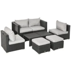Outsunny Rattan 8pc Sofa Set - Black