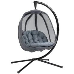 Outsunny Hanging Egg Chair - Grey