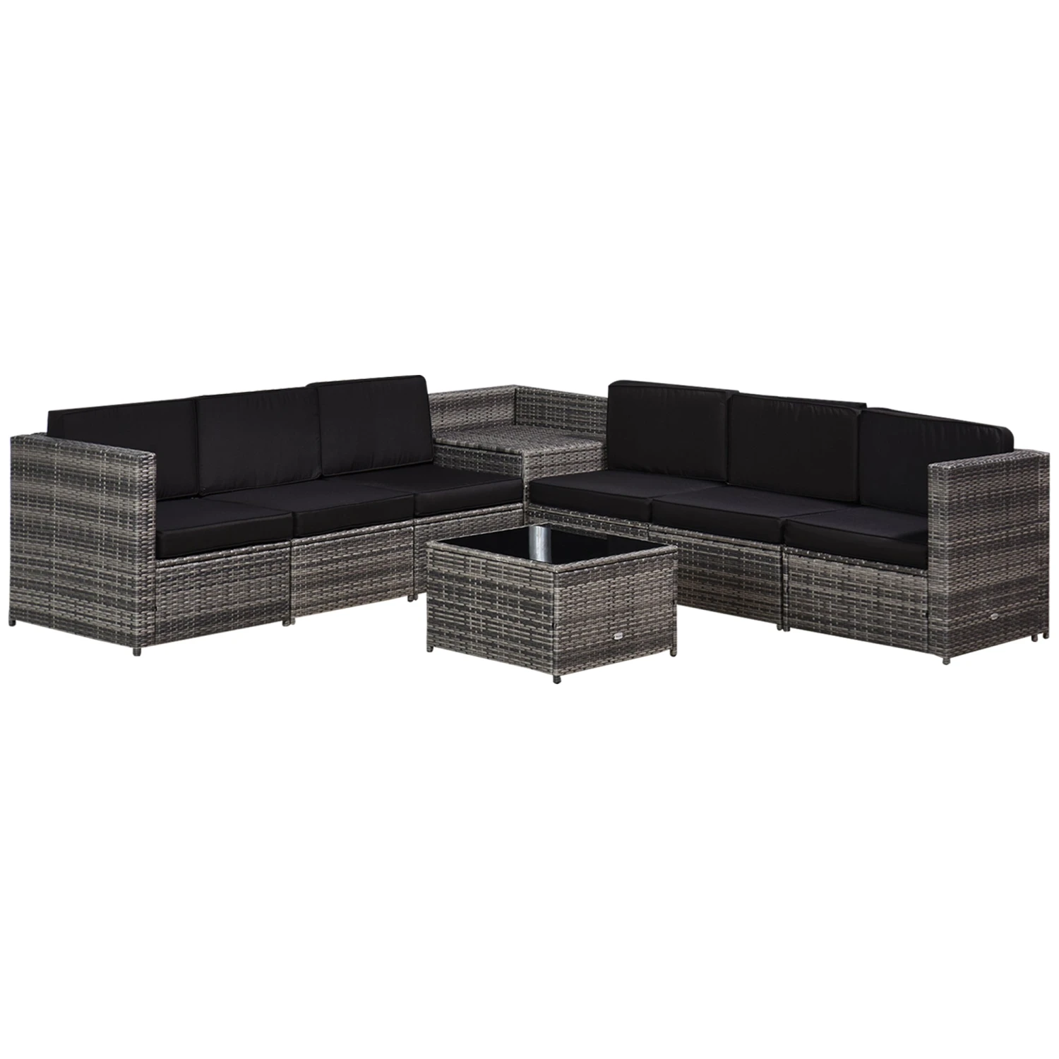 Outsunny Patio Rattan Sofa Set 6 Seater - Grey 1 Outsunny Patio Rattan Sofa Set 6 Seater - Grey