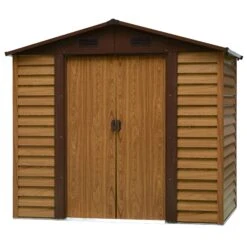 Outsunny Outdooor Storage Shed Wooden Effect Galvanised Steel 7.7ft X 6.4ft -OUTSUNNY Store 1 1 f5702ce0 3f93 4b8a ba86 120ef76cce1e