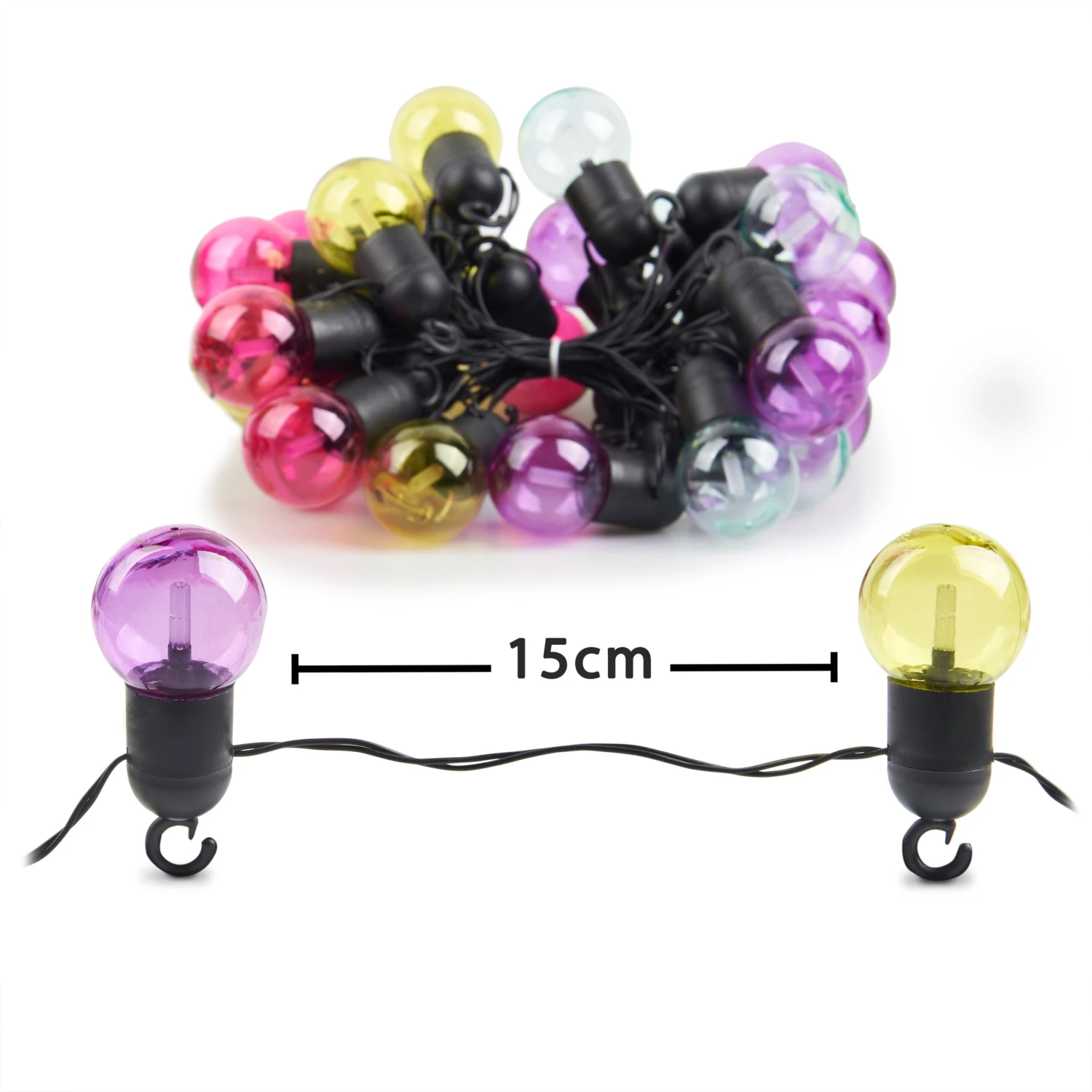 Silver & Stone Solar Powered Party String Lights With 50 Multi Coloured LEDs 2 Silver & Stone Solar Powered Party String Lights With 50 Multi Coloured LEDs - Image 2