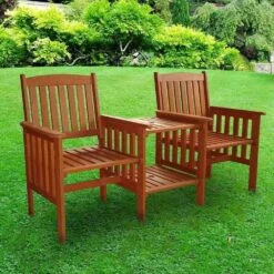 Silver & Stone Tropicana Wooden Love Seat -OUTSUNNY Store 1363 4