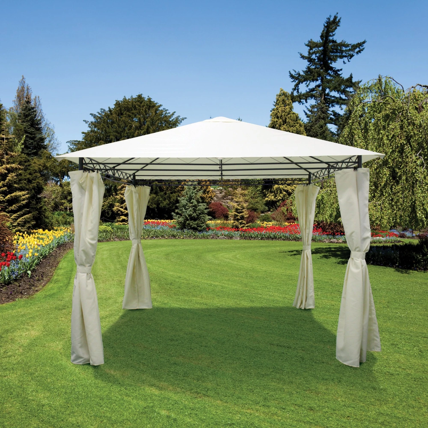 Silver & Stone Outdoor Premium Gazebo - Vienna 3m X 3m - Cream 2 Silver & Stone Outdoor Premium Gazebo - Vienna 3m X 3m - Cream - Image 2