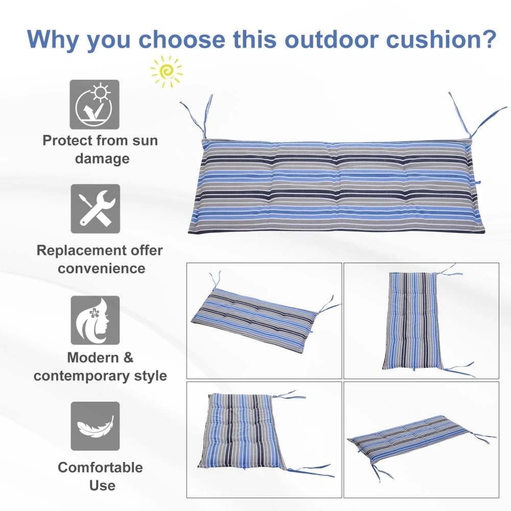 Outsunny Set Of 2 Durable Swing Chair Cushions - Blue 5 Outsunny Set Of 2 Durable Swing Chair Cushions - Blue - Image 5