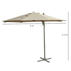 Outsunny Adjustable Angle Hanging Parasol 3 M - Khaki -OUTSUNNY Store 1624009193 46300800 17e2a683 cd60 46e6 b63d af7b3e5d259c