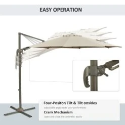 Outsunny Adjustable Angle Hanging Parasol 3 M - Khaki -OUTSUNNY Store 1624009194 54520300 881fe3f0 bc57 409b 8643 d86e2b73ab59
