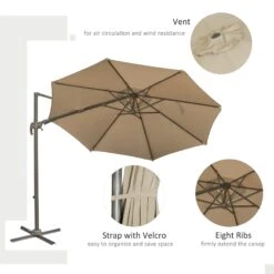 Outsunny Adjustable Angle Hanging Parasol 3 M - Khaki -OUTSUNNY Store 1624009197 49657700 5534f198 0e0f 47f2 bd47 fa0023cd4402