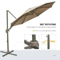 Outsunny Adjustable Angle Hanging Parasol 3 M - Khaki -OUTSUNNY Store 1624009198 83242500 eb21ed86 5dc2 4df9 9e18 15e08792f91d