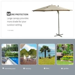 Outsunny Adjustable Angle Hanging Parasol 3 M - Khaki -OUTSUNNY Store 1624009200 16941000 cc18dbba 3c68 4113 b64d f2086996c52d