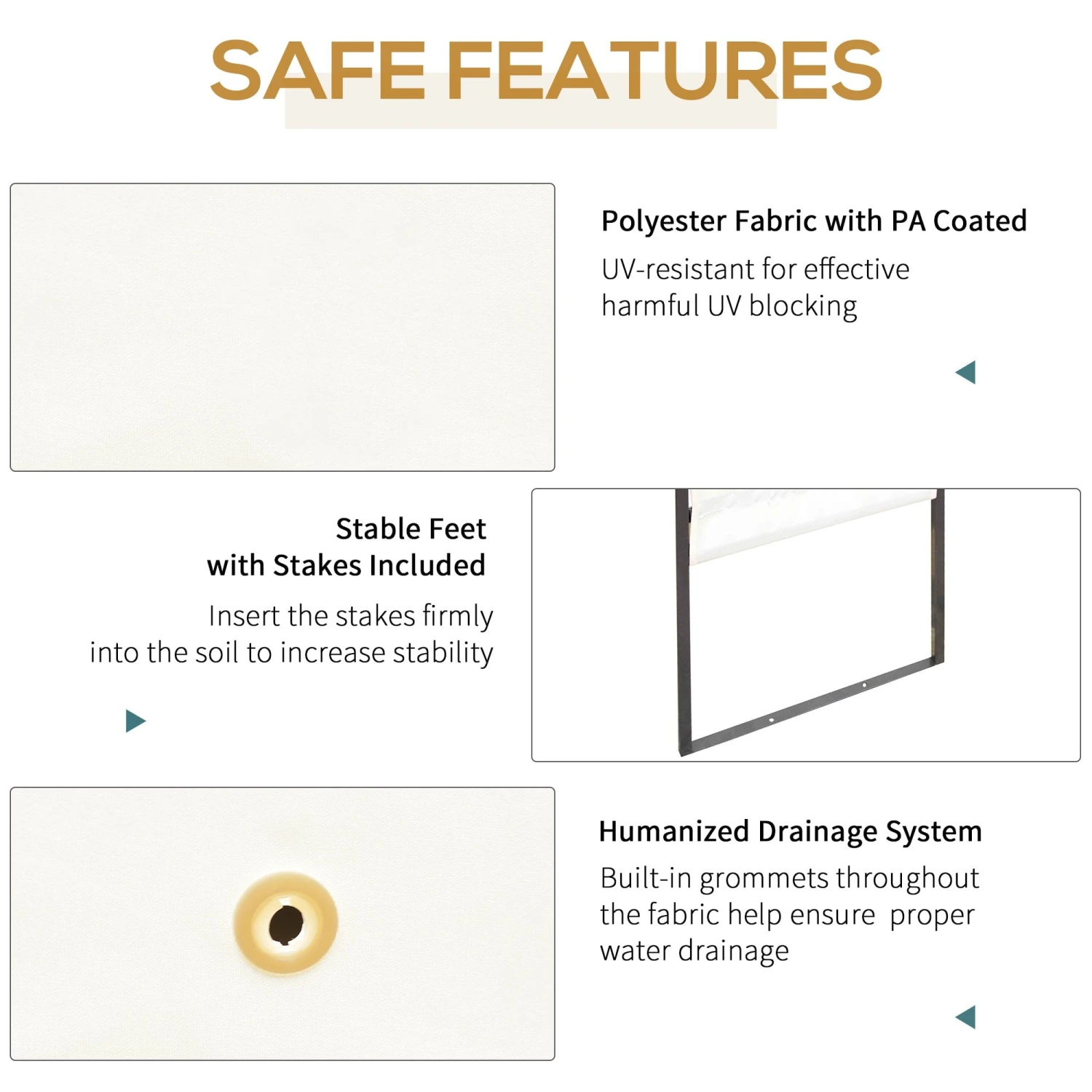 Outsunny Metal Frame Garden Gazebo Black/ Cream 6 Outsunny Metal Frame Garden Gazebo Black/ Cream - Image 6