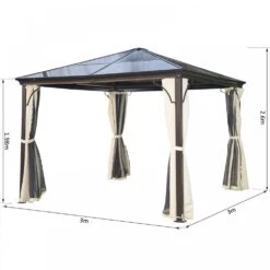 Outsunny Hardtop Gazebo With Side Curtains/ Mosquito Net Panels 3m X 3m -OUTSUNNY Store 1624009255 03525600 66952b04 9e71 4fd4 8bbd c421f04e71ee