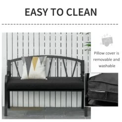 Outsunny-2 Seater Outdoor Bench Cushion Black -OUTSUNNY Store 1624009311 01896500