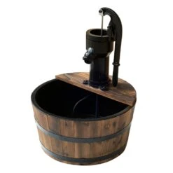 Outsunny Wooden Barrel Water Pump Fountain -OUTSUNNY Store 1624009445 48014800