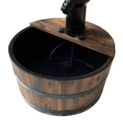 Outsunny Wooden Barrel Water Pump Fountain -OUTSUNNY Store 1624009446 92038900
