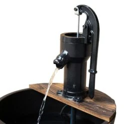 Outsunny Wooden Barrel Water Pump Fountain -OUTSUNNY Store 1624009450 04165700