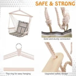 Outsunny Hanging Rope Frame Hammock Chair - Multi Colour -OUTSUNNY Store 1624009462 59115900 ceef1a42 623d 48d4 8c4f 48427d224f78