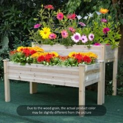 2 Piece Elevated Wooden Planter -OUTSUNNY Store 1624009614 57560900