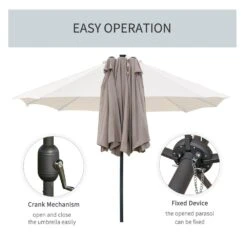 Outsunny 4.4 M Double-Sided Parasol Umbrella With LED Solar Lights - Khaki -OUTSUNNY Store 1624009697 91290100 eaf965fa 8368 4620 970f e1b9d6d97bba