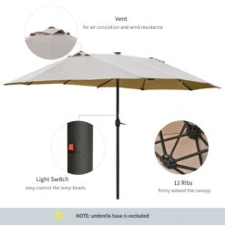 Outsunny 4.4 M Double-Sided Parasol Umbrella With LED Solar Lights - Khaki -OUTSUNNY Store 1624009702 74565500 c16c9791 5a3b 40b2 8f5c 1c6e74c50d1b