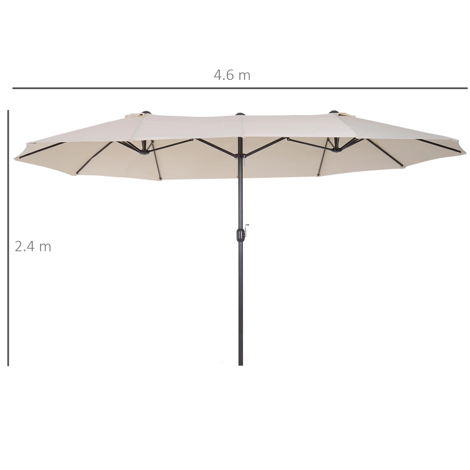 Oasis 4.6 M Double Sided Garden Parasol - Cream 3 Oasis 4.6 M Double Sided Garden Parasol - Cream - Image 3