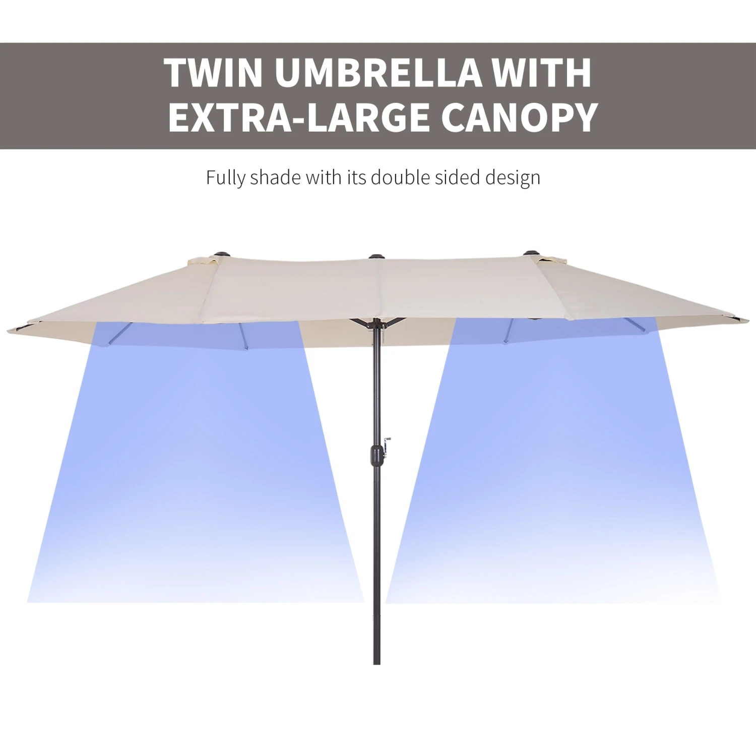 Oasis 4.6 M Double Sided Garden Parasol - Cream 5 Oasis 4.6 M Double Sided Garden Parasol - Cream - Image 5