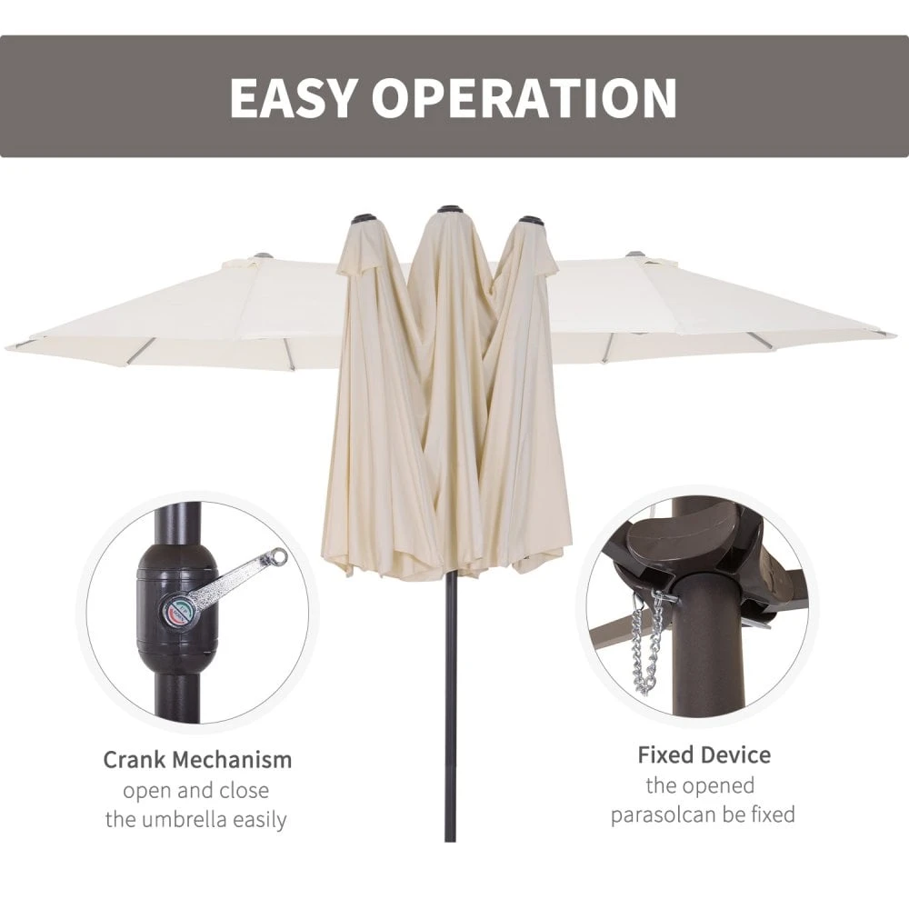 Oasis 4.6 M Double Sided Garden Parasol - Cream 6 Oasis 4.6 M Double Sided Garden Parasol - Cream - Image 6
