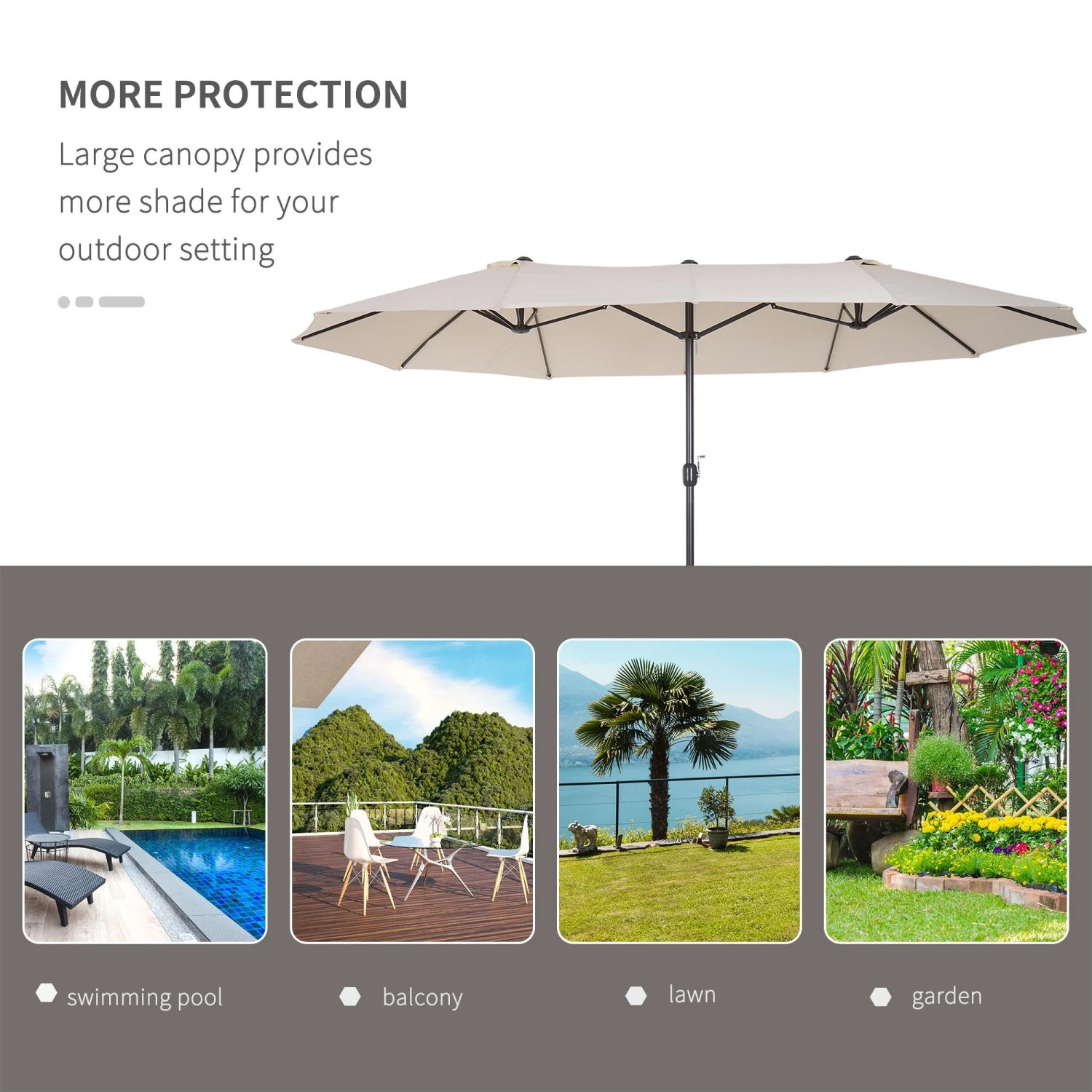 Oasis 4.6 M Double Sided Garden Parasol - Cream 8 Oasis 4.6 M Double Sided Garden Parasol - Cream - Image 8