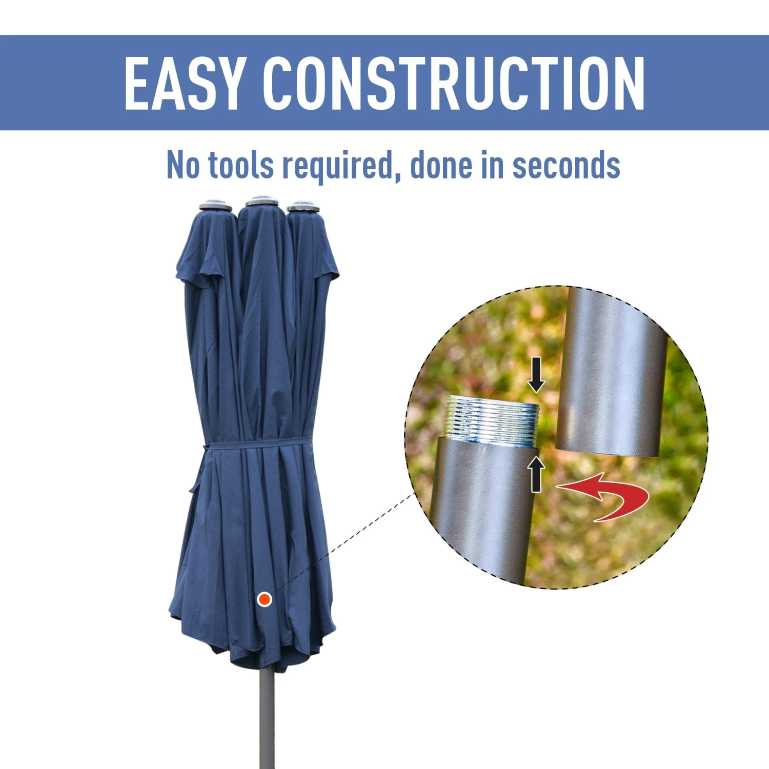 Outsunny Double Sided Umbrella Parasol With Cross Base 4.6 M - Blue 6 Outsunny Double Sided Umbrella Parasol With Cross Base 4.6 M - Blue - Image 6