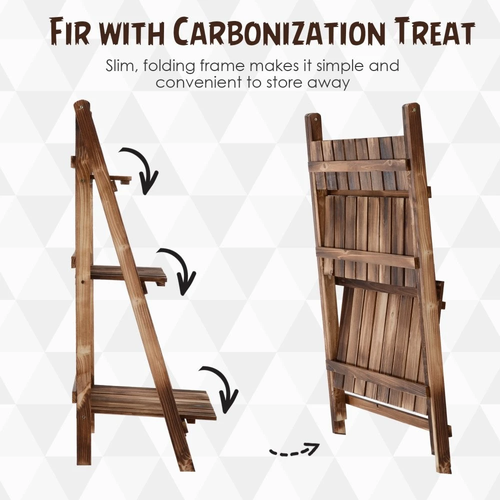 Outsunny 3 Tier Wooden Flower Pot Stand 6 Outsunny 3 Tier Wooden Flower Pot Stand - Image 6