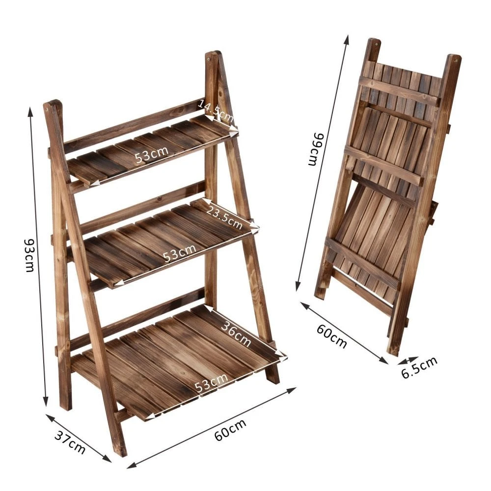 Outsunny 3 Tier Wooden Flower Pot Stand 5 Outsunny 3 Tier Wooden Flower Pot Stand - Image 5