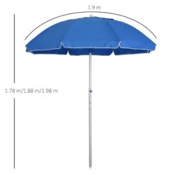 Oasis 1.9 M Beach Umbrella Parasol With Ajustable Angle And Carry Bag - Blue -OUTSUNNY Store 1624015068 01977000