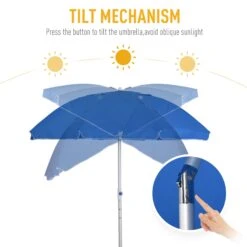 Oasis 1.9 M Beach Umbrella Parasol With Ajustable Angle And Carry Bag - Blue -OUTSUNNY Store 1624015071 24299700