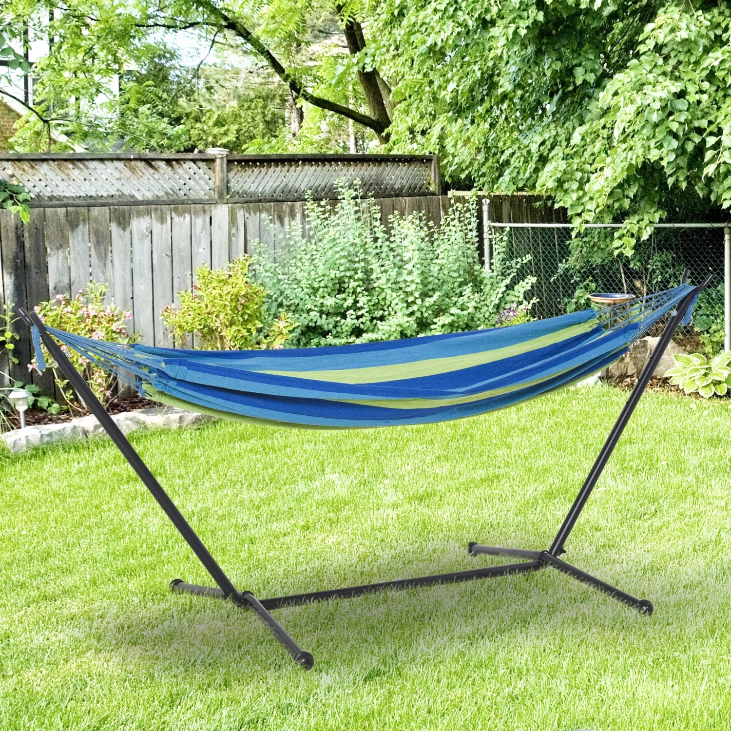 Outsunny Hammock With Metal Stand And Carrying Bag 2 Outsunny Hammock With Metal Stand And Carrying Bag - Image 2