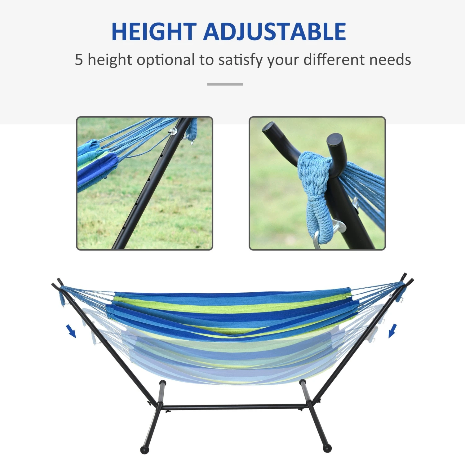 Outsunny Hammock With Metal Stand And Carrying Bag 6 Outsunny Hammock With Metal Stand And Carrying Bag - Image 6