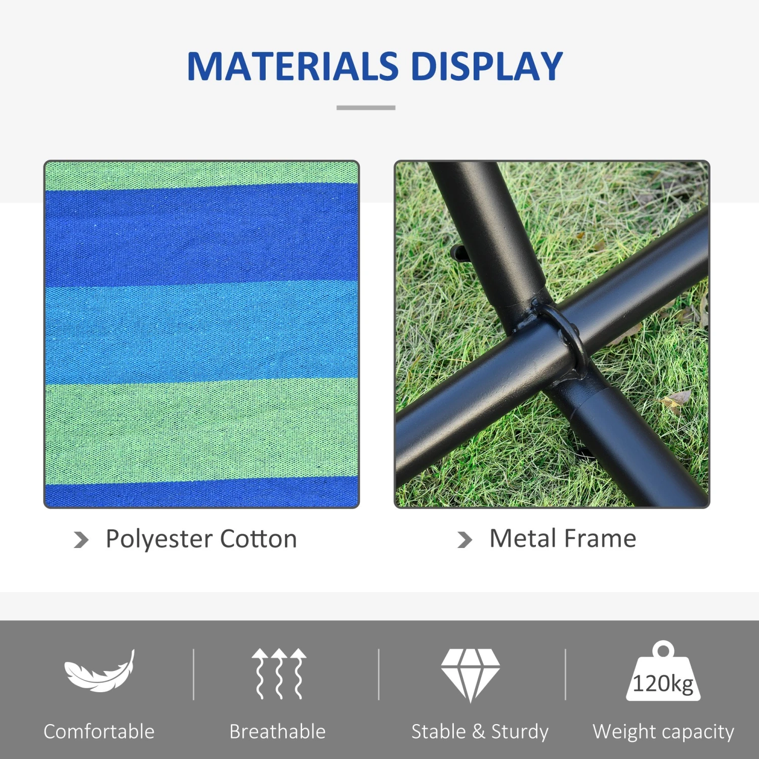 Outsunny Hammock With Metal Stand And Carrying Bag 7 Outsunny Hammock With Metal Stand And Carrying Bag - Image 7