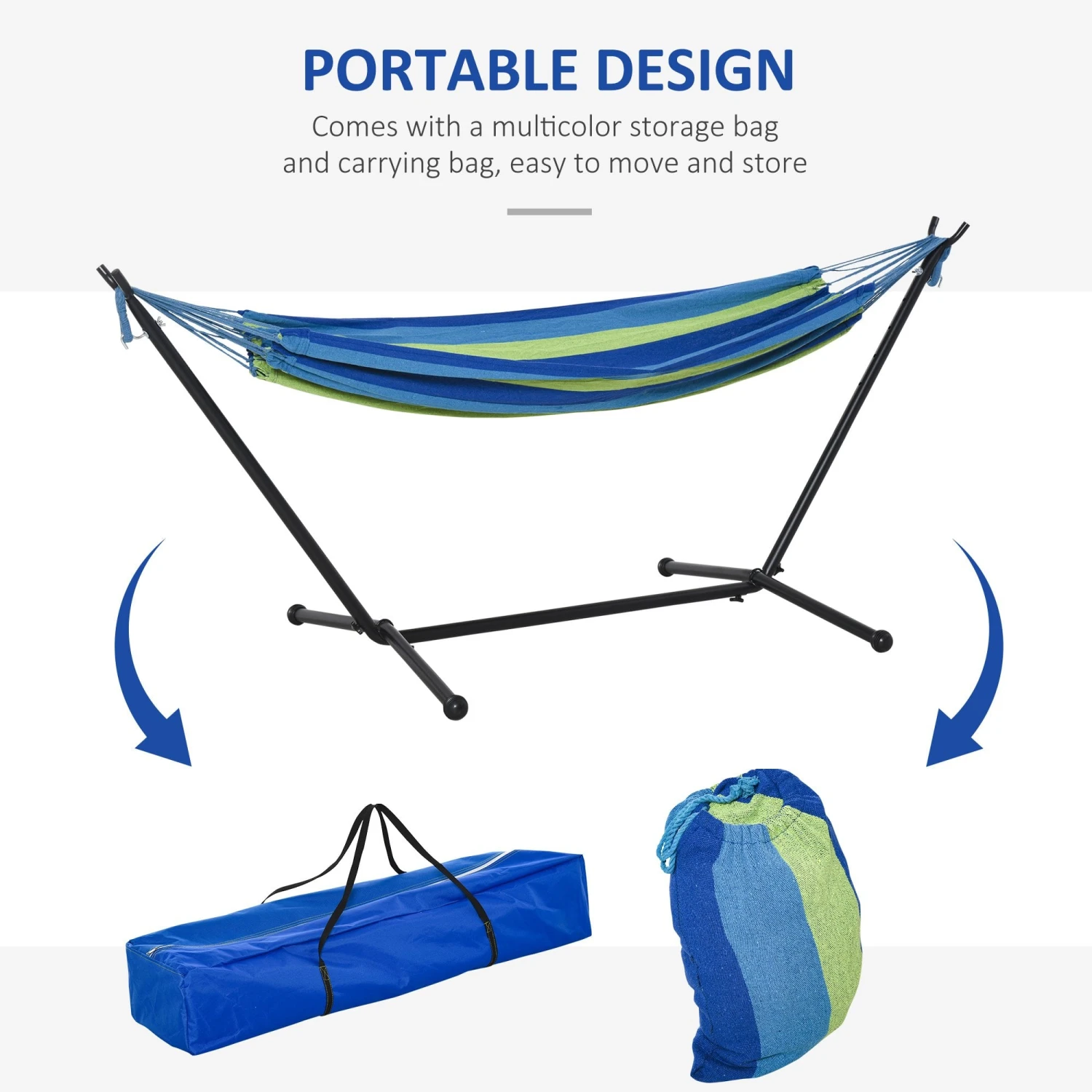 Outsunny Hammock With Metal Stand And Carrying Bag 9 Outsunny Hammock With Metal Stand And Carrying Bag - Image 9