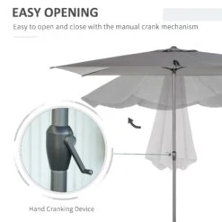 Oasis 3 X 2 M Adjustable Title Crank Garden Parasol - Grey -OUTSUNNY Store 1624015174 39409100