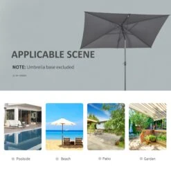 Oasis 3 X 2 M Adjustable Title Crank Garden Parasol - Grey -OUTSUNNY Store 1624015177 78038300